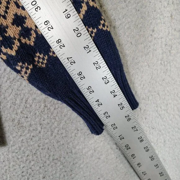 J.Crew Cardigan Sweater Mens Large Navy Beaige Fair Isle Wool Blend Button Front - Picture 7 of 11